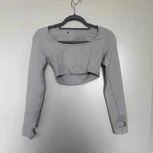 SHEIN gray cropped athletic top, long sleeve